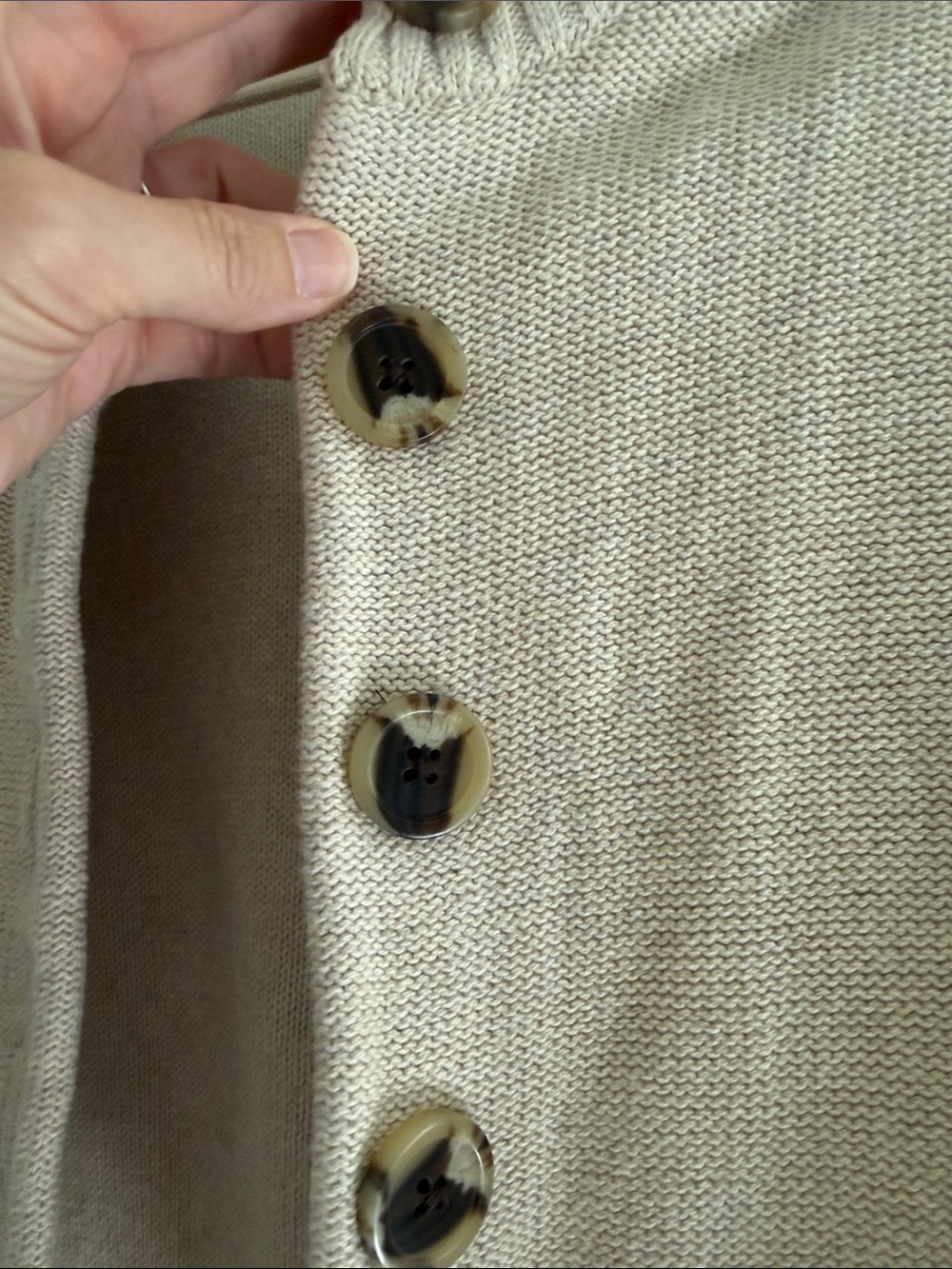 Quince Speckled Beige Button-Up Cropped Cardigan - Picture 3 of 12